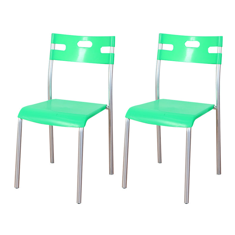 Minimalist Style Colorful Plastic Dining Armless Chair Open Back Dining Side Chair Green 2 Piece Set Gray Clearhalo ' kitchen&dining_furn' 'Dining Chairs' 'Dining Tables & Seating' 'dining_chair' 'furn' 'furn_dining_chair' 'Furniture' 'furniture_dining_chair' 'Kitchen & Dining Furniture' 'kitchen' 4129768