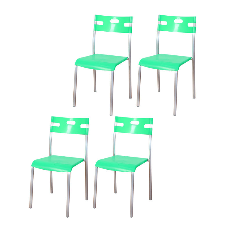 Minimalist Style Colorful Plastic Dining Armless Chair Open Back Dining Side Chair Green 4 Piece Set Gray Clearhalo ' kitchen&dining_furn' 'Dining Chairs' 'Dining Tables & Seating' 'dining_chair' 'furn' 'furn_dining_chair' 'Furniture' 'furniture_dining_chair' 'Kitchen & Dining Furniture' 'kitchen' 4129769