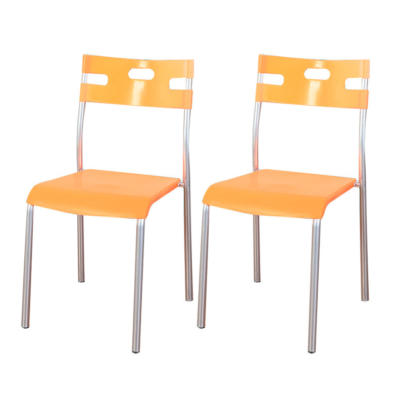 Minimalist Style Colorful Plastic Dining Armless Chair Open Back Dining Side Chair Orange 2 Piece Set Gray Clearhalo ' kitchen&dining_furn' 'Dining Chairs' 'Dining Tables & Seating' 'dining_chair' 'furn' 'furn_dining_chair' 'Furniture' 'furniture_dining_chair' 'Kitchen & Dining Furniture' 'kitchen' 4129771
