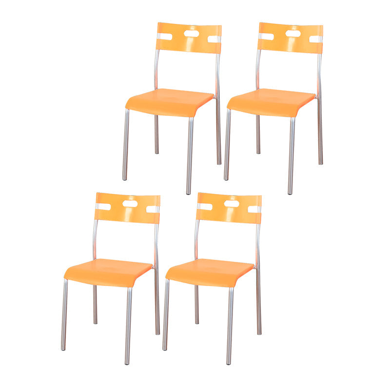Minimalist Style Colorful Plastic Dining Armless Chair Open Back Dining Side Chair Orange 4 Piece Set Gray Clearhalo ' kitchen&dining_furn' 'Dining Chairs' 'Dining Tables & Seating' 'dining_chair' 'furn' 'furn_dining_chair' 'Furniture' 'furniture_dining_chair' 'Kitchen & Dining Furniture' 'kitchen' 4129772