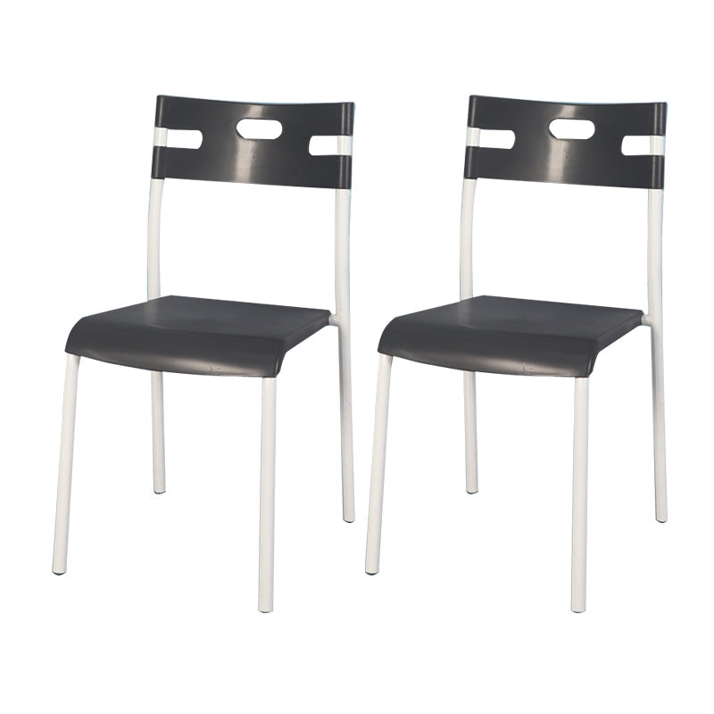 Minimalist Style Colorful Plastic Dining Armless Chair Open Back Dining Side Chair Black 2 Piece Set White Clearhalo ' kitchen&dining_furn' 'Dining Chairs' 'Dining Tables & Seating' 'dining_chair' 'furn' 'furn_dining_chair' 'Furniture' 'furniture_dining_chair' 'Kitchen & Dining Furniture' 'kitchen' 4129774