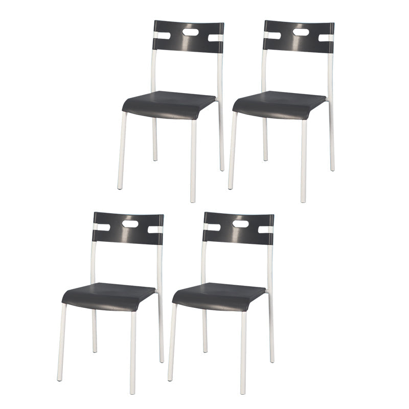 Minimalist Style Colorful Plastic Dining Armless Chair Open Back Dining Side Chair Black 4 Piece Set White Clearhalo ' kitchen&dining_furn' 'Dining Chairs' 'Dining Tables & Seating' 'dining_chair' 'furn' 'furn_dining_chair' 'Furniture' 'furniture_dining_chair' 'Kitchen & Dining Furniture' 'kitchen' 4129775