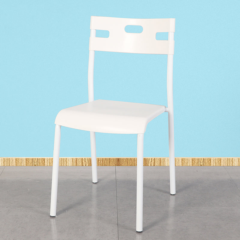 Minimalist Style Colorful Plastic Dining Armless Chair Open Back Dining Side Chair White 1 Piece White Clearhalo ' kitchen&dining_furn' 'Dining Chairs' 'Dining Tables & Seating' 'dining_chair' 'furn' 'furn_dining_chair' 'Furniture' 'furniture_dining_chair' 'Kitchen & Dining Furniture' 'kitchen' 4129776