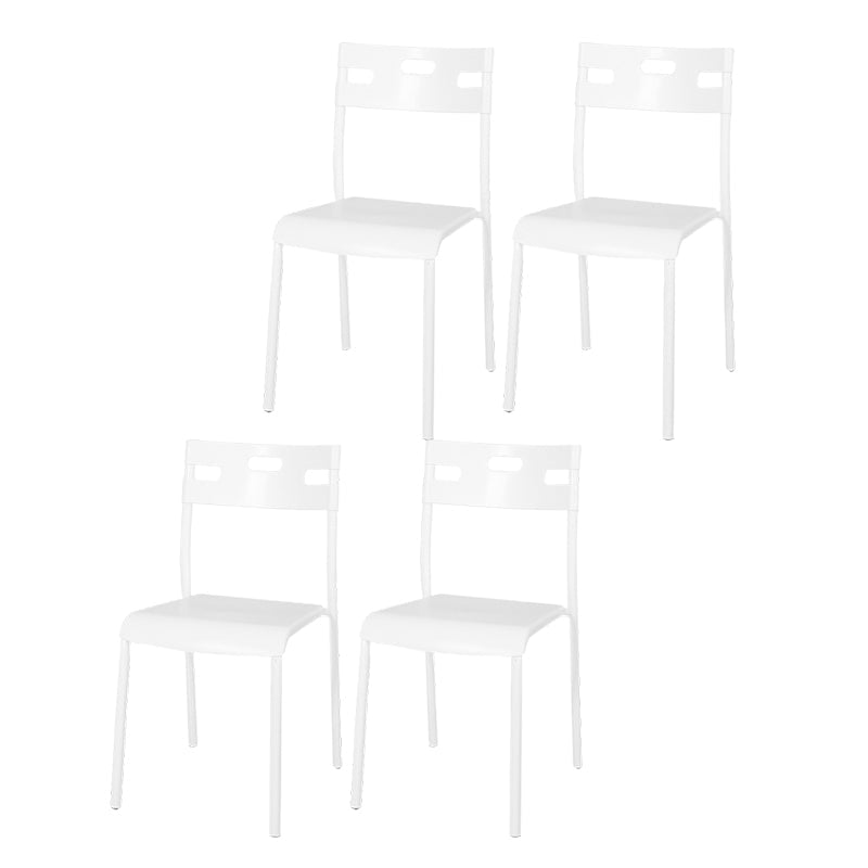 Minimalist Style Colorful Plastic Dining Armless Chair Open Back Dining Side Chair White 4 Piece Set White Clearhalo ' kitchen&dining_furn' 'Dining Chairs' 'Dining Tables & Seating' 'dining_chair' 'furn' 'furn_dining_chair' 'Furniture' 'furniture_dining_chair' 'Kitchen & Dining Furniture' 'kitchen' 4129778