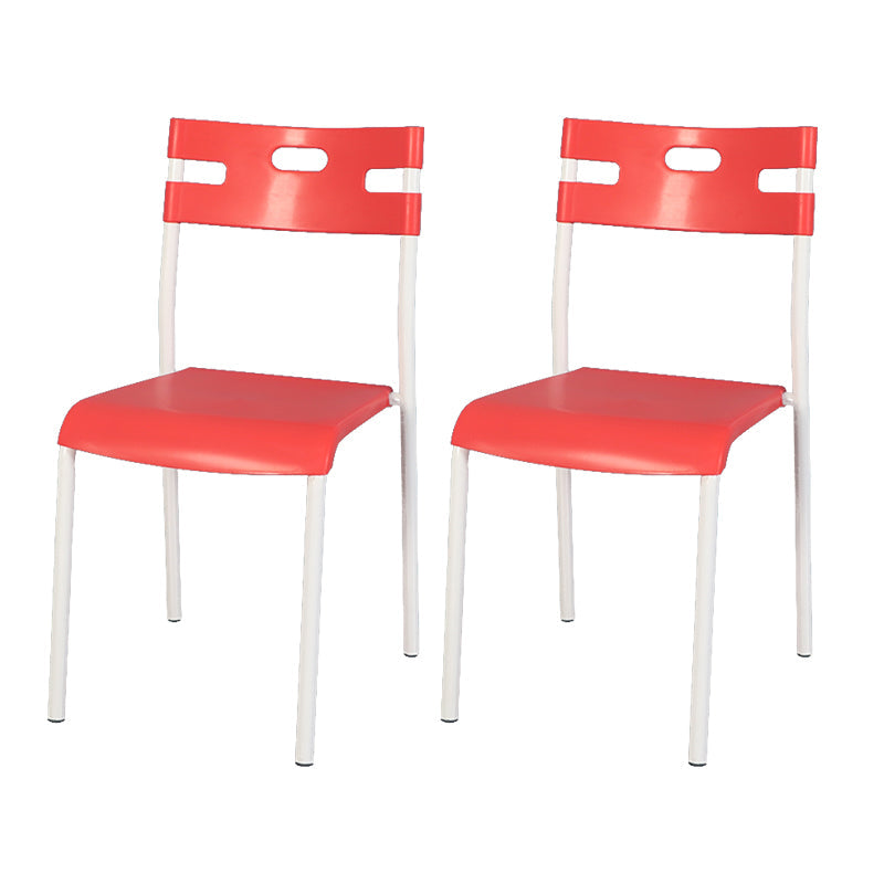 Minimalist Style Colorful Plastic Dining Armless Chair Open Back Dining Side Chair Red 2 Piece Set White Clearhalo ' kitchen&dining_furn' 'Dining Chairs' 'Dining Tables & Seating' 'dining_chair' 'furn' 'furn_dining_chair' 'Furniture' 'furniture_dining_chair' 'Kitchen & Dining Furniture' 'kitchen' 4129780