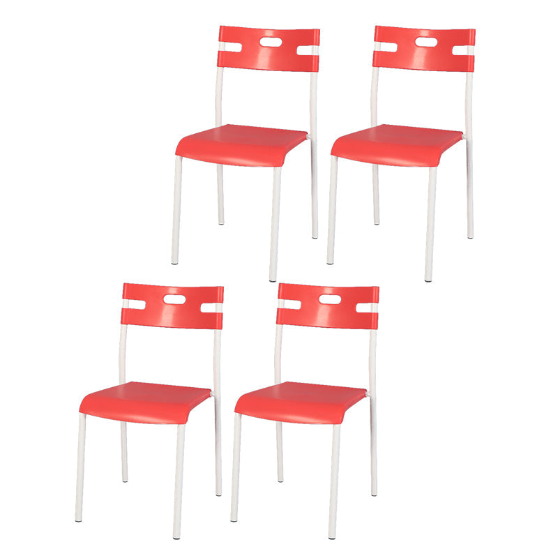 Minimalist Style Colorful Plastic Dining Armless Chair Open Back Dining Side Chair Red 4 Piece Set White Clearhalo ' kitchen&dining_furn' 'Dining Chairs' 'Dining Tables & Seating' 'dining_chair' 'furn' 'furn_dining_chair' 'Furniture' 'furniture_dining_chair' 'Kitchen & Dining Furniture' 'kitchen' 4129781