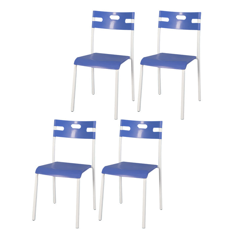 Minimalist Style Colorful Plastic Dining Armless Chair Open Back Dining Side Chair Blue 4 Piece Set White Clearhalo ' kitchen&dining_furn' 'Dining Chairs' 'Dining Tables & Seating' 'dining_chair' 'furn' 'furn_dining_chair' 'Furniture' 'furniture_dining_chair' 'Kitchen & Dining Furniture' 'kitchen' 4129784