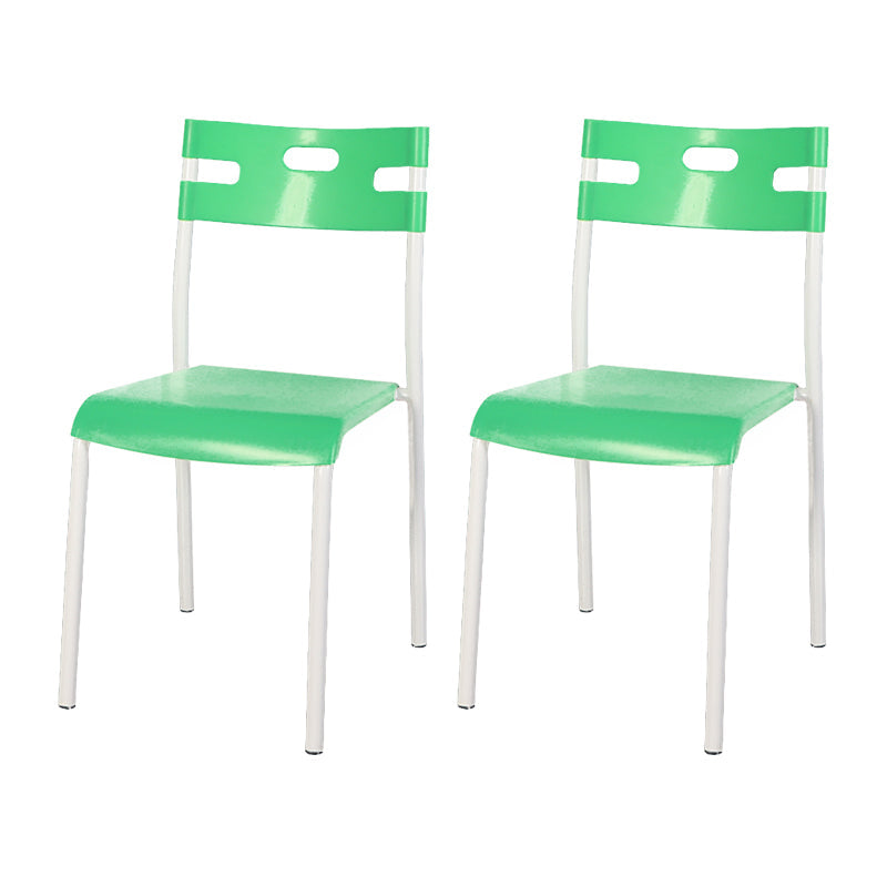 Minimalist Style Colorful Plastic Dining Armless Chair Open Back Dining Side Chair Green 2 Piece Set White Clearhalo ' kitchen&dining_furn' 'Dining Chairs' 'Dining Tables & Seating' 'dining_chair' 'furn' 'furn_dining_chair' 'Furniture' 'furniture_dining_chair' 'Kitchen & Dining Furniture' 'kitchen' 4129786