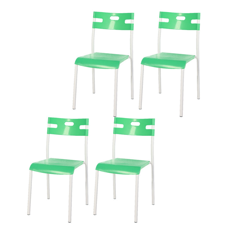 Minimalist Style Colorful Plastic Dining Armless Chair Open Back Dining Side Chair Green 4 Piece Set White Clearhalo ' kitchen&dining_furn' 'Dining Chairs' 'Dining Tables & Seating' 'dining_chair' 'furn' 'furn_dining_chair' 'Furniture' 'furniture_dining_chair' 'Kitchen & Dining Furniture' 'kitchen' 4129787