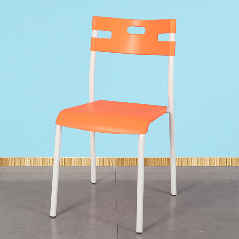 Minimalist Style Colorful Plastic Dining Armless Chair Open Back Dining Side Chair Orange 1 Piece White Clearhalo ' kitchen&dining_furn' 'Dining Chairs' 'Dining Tables & Seating' 'dining_chair' 'furn' 'furn_dining_chair' 'Furniture' 'furniture_dining_chair' 'Kitchen & Dining Furniture' 'kitchen' 4129788