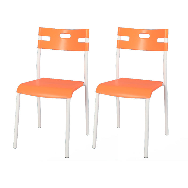 Minimalist Style Colorful Plastic Dining Armless Chair Open Back Dining Side Chair Orange 2 Piece Set White Clearhalo ' kitchen&dining_furn' 'Dining Chairs' 'Dining Tables & Seating' 'dining_chair' 'furn' 'furn_dining_chair' 'Furniture' 'furniture_dining_chair' 'Kitchen & Dining Furniture' 'kitchen' 4129789