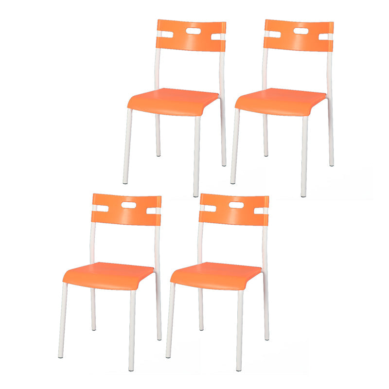 Minimalist Style Colorful Plastic Dining Armless Chair Open Back Dining Side Chair Orange 4 Piece Set White Clearhalo ' kitchen&dining_furn' 'Dining Chairs' 'Dining Tables & Seating' 'dining_chair' 'furn' 'furn_dining_chair' 'Furniture' 'furniture_dining_chair' 'Kitchen & Dining Furniture' 'kitchen' 4129790