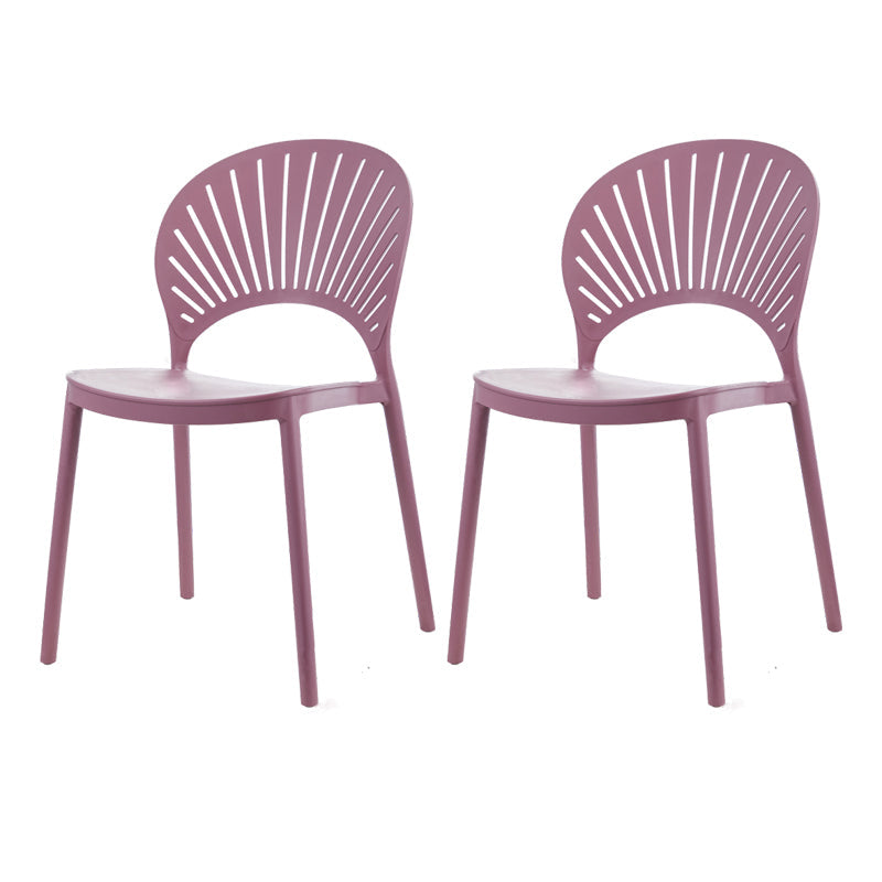 Contemporary Style Plastic Dining Armless Chair Open Back Dining Side Chair Purple 2 Piece Set Clearhalo ' kitchen&dining_furn' 'Dining Chairs' 'Dining Tables & Seating' 'dining_chair' 'furn' 'furn_dining_chair' 'Furniture' 'furniture_dining_chair' 'Kitchen & Dining Furniture' 'kitchen' 4129819