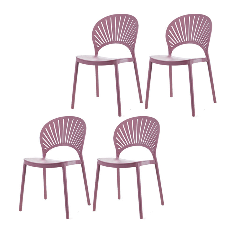 Contemporary Style Plastic Dining Armless Chair Open Back Dining Side Chair Purple 4 Piece Set Clearhalo ' kitchen&dining_furn' 'Dining Chairs' 'Dining Tables & Seating' 'dining_chair' 'furn' 'furn_dining_chair' 'Furniture' 'furniture_dining_chair' 'Kitchen & Dining Furniture' 'kitchen' 4129822