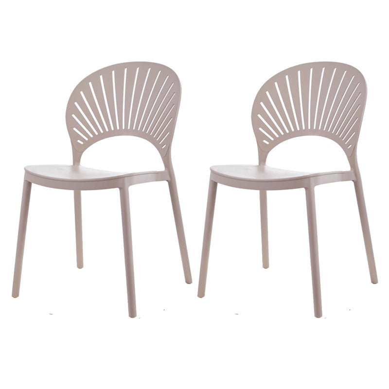 Contemporary Style Plastic Dining Armless Chair Open Back Dining Side Chair Gray-Khaki 2 Piece Set Clearhalo ' kitchen&dining_furn' 'Dining Chairs' 'Dining Tables & Seating' 'dining_chair' 'furn' 'furn_dining_chair' 'Furniture' 'furniture_dining_chair' 'Kitchen & Dining Furniture' 'kitchen' 4129832