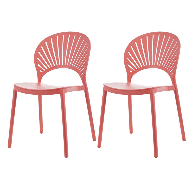 Contemporary Style Plastic Dining Armless Chair Open Back Dining Side Chair Watermelon Red 2 Piece Set Clearhalo ' kitchen&dining_furn' 'Dining Chairs' 'Dining Tables & Seating' 'dining_chair' 'furn' 'furn_dining_chair' 'Furniture' 'furniture_dining_chair' 'Kitchen & Dining Furniture' 'kitchen' 4129837