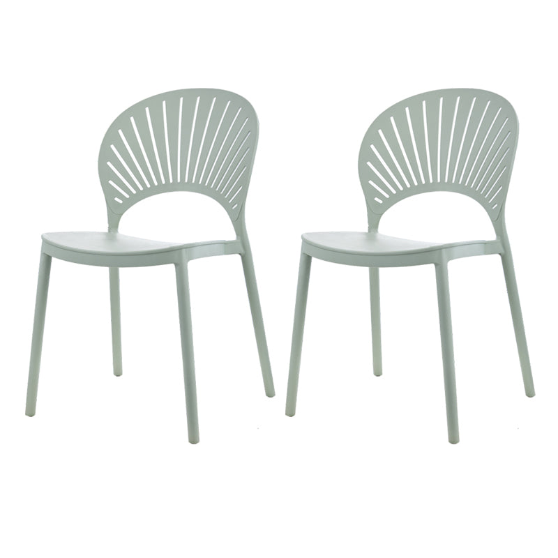 Contemporary Style Plastic Dining Armless Chair Open Back Dining Side Chair Green 2 Piece Set Clearhalo ' kitchen&dining_furn' 'Dining Chairs' 'Dining Tables & Seating' 'dining_chair' 'furn' 'furn_dining_chair' 'Furniture' 'furniture_dining_chair' 'Kitchen & Dining Furniture' 'kitchen' 4129843