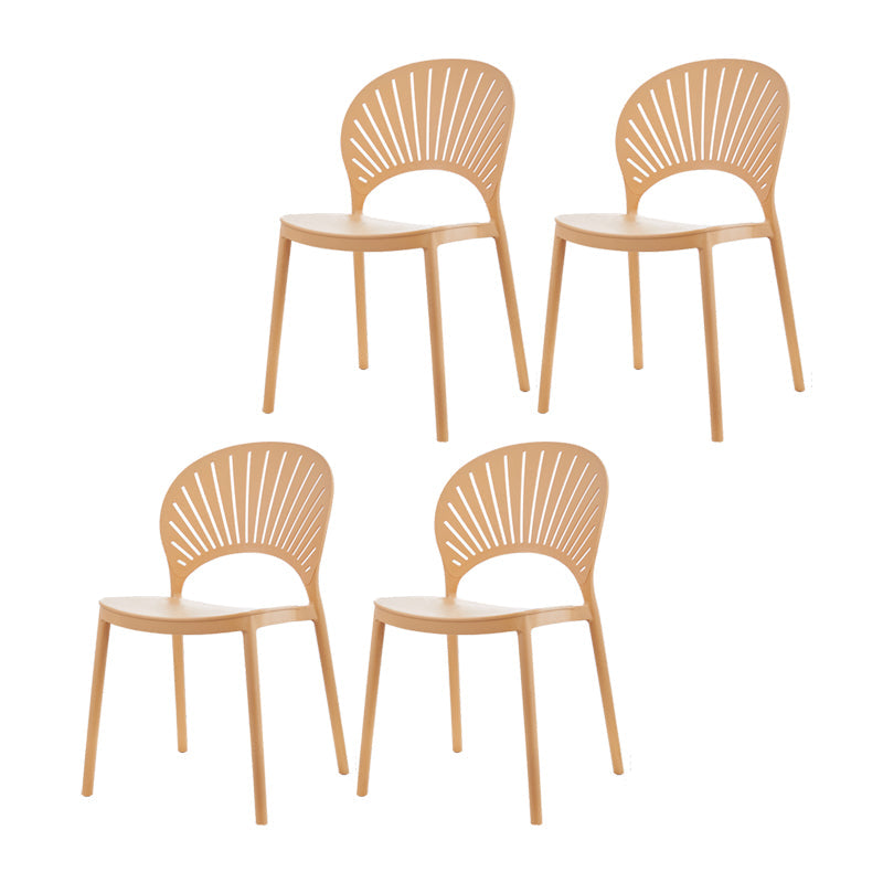 Contemporary Style Plastic Dining Armless Chair Open Back Dining Side Chair Beige 4 Piece Set Clearhalo ' kitchen&dining_furn' 'Dining Chairs' 'Dining Tables & Seating' 'dining_chair' 'furn' 'furn_dining_chair' 'Furniture' 'furniture_dining_chair' 'Kitchen & Dining Furniture' 'kitchen' 4129847