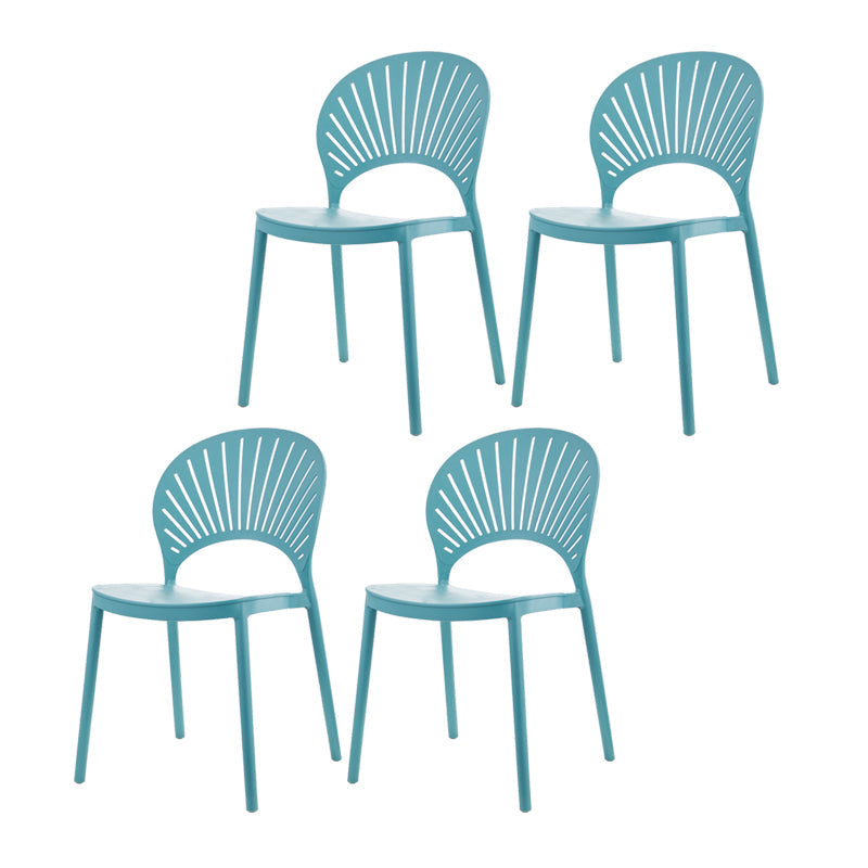 Contemporary Style Plastic Dining Armless Chair Open Back Dining Side Chair Blue 4 Piece Set Clearhalo ' kitchen&dining_furn' 'Dining Chairs' 'Dining Tables & Seating' 'dining_chair' 'furn' 'furn_dining_chair' 'Furniture' 'furniture_dining_chair' 'Kitchen & Dining Furniture' 'kitchen' 4129850