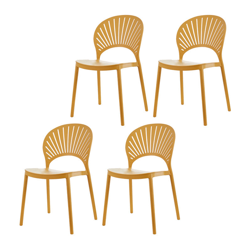 Contemporary Style Plastic Dining Armless Chair Open Back Dining Side Chair Ginger 4 Piece Set Clearhalo ' kitchen&dining_furn' 'Dining Chairs' 'Dining Tables & Seating' 'dining_chair' 'furn' 'furn_dining_chair' 'Furniture' 'furniture_dining_chair' 'Kitchen & Dining Furniture' 'kitchen' 4129853