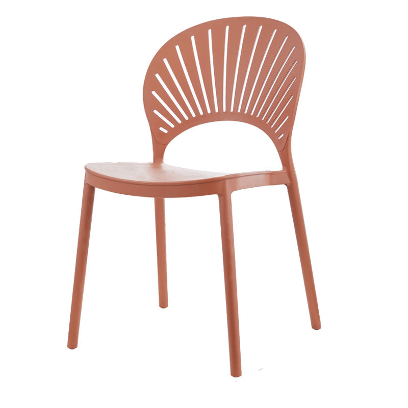 Contemporary Style Plastic Dining Armless Chair Open Back Dining Side Chair Orange 1 Piece Clearhalo ' kitchen&dining_furn' 'Dining Chairs' 'Dining Tables & Seating' 'dining_chair' 'furn' 'furn_dining_chair' 'Furniture' 'furniture_dining_chair' 'Kitchen & Dining Furniture' 'kitchen' 4129854