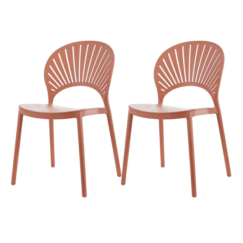 Contemporary Style Plastic Dining Armless Chair Open Back Dining Side Chair Orange 2 Piece Set Clearhalo ' kitchen&dining_furn' 'Dining Chairs' 'Dining Tables & Seating' 'dining_chair' 'furn' 'furn_dining_chair' 'Furniture' 'furniture_dining_chair' 'Kitchen & Dining Furniture' 'kitchen' 4129855
