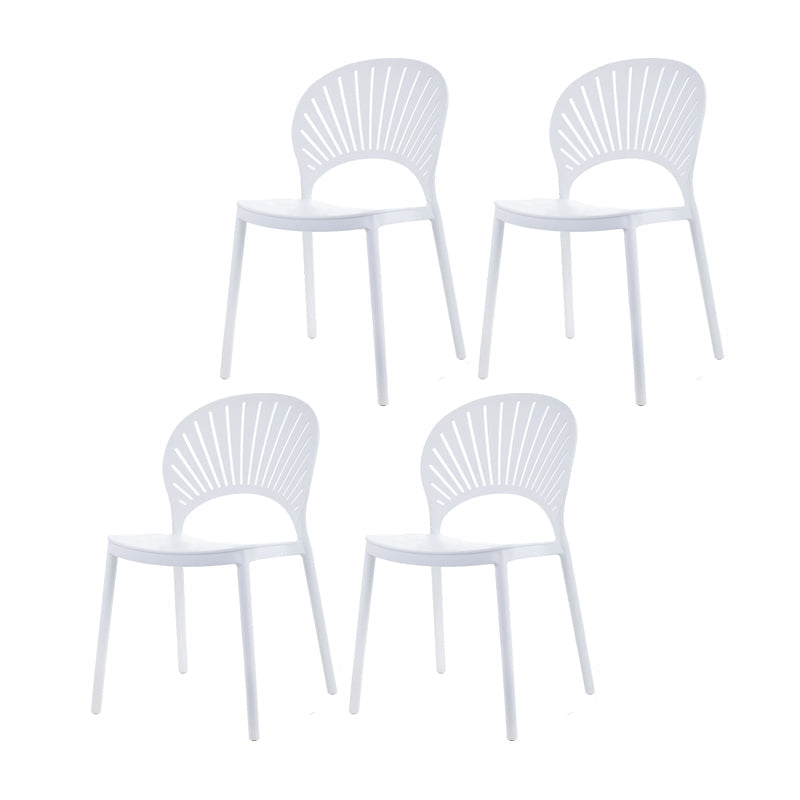Contemporary Style Plastic Dining Armless Chair Open Back Dining Side Chair White 4 Piece Set Clearhalo ' kitchen&dining_furn' 'Dining Chairs' 'Dining Tables & Seating' 'dining_chair' 'furn' 'furn_dining_chair' 'Furniture' 'furniture_dining_chair' 'Kitchen & Dining Furniture' 'kitchen' 4129862