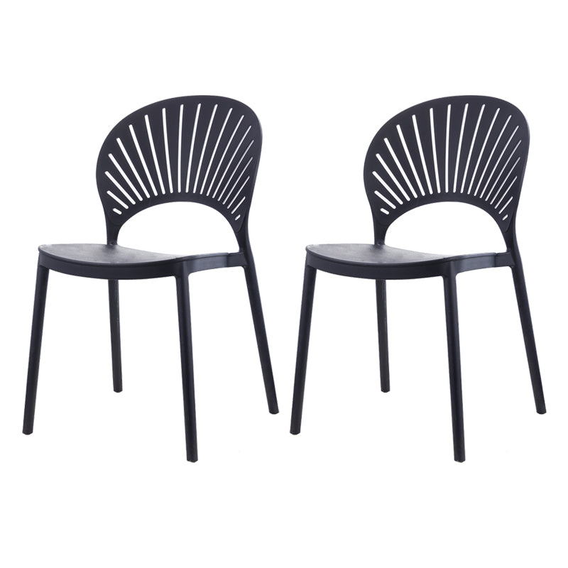Contemporary Style Plastic Dining Armless Chair Open Back Dining Side Chair Black 2 Piece Set Clearhalo ' kitchen&dining_furn' 'Dining Chairs' 'Dining Tables & Seating' 'dining_chair' 'furn' 'furn_dining_chair' 'Furniture' 'furniture_dining_chair' 'Kitchen & Dining Furniture' 'kitchen' 4129864