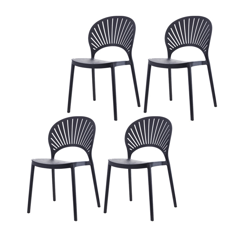 Contemporary Style Plastic Dining Armless Chair Open Back Dining Side Chair Black 4 Piece Set Clearhalo ' kitchen&dining_furn' 'Dining Chairs' 'Dining Tables & Seating' 'dining_chair' 'furn' 'furn_dining_chair' 'Furniture' 'furniture_dining_chair' 'Kitchen & Dining Furniture' 'kitchen' 4129865