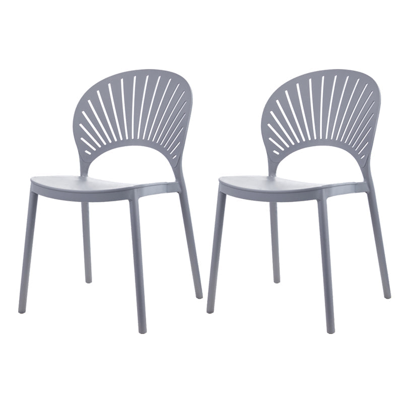 Contemporary Style Plastic Dining Armless Chair Open Back Dining Side Chair Grey 2 Piece Set Clearhalo ' kitchen&dining_furn' 'Dining Chairs' 'Dining Tables & Seating' 'dining_chair' 'furn' 'furn_dining_chair' 'Furniture' 'furniture_dining_chair' 'Kitchen & Dining Furniture' 'kitchen' 4129870