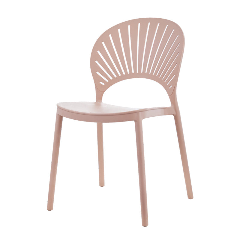 Contemporary Style Plastic Dining Armless Chair Open Back Dining Side Chair Pink 1 Piece Clearhalo ' kitchen&dining_furn' 'Dining Chairs' 'Dining Tables & Seating' 'dining_chair' 'furn' 'furn_dining_chair' 'Furniture' 'furniture_dining_chair' 'Kitchen & Dining Furniture' 'kitchen' 4129872