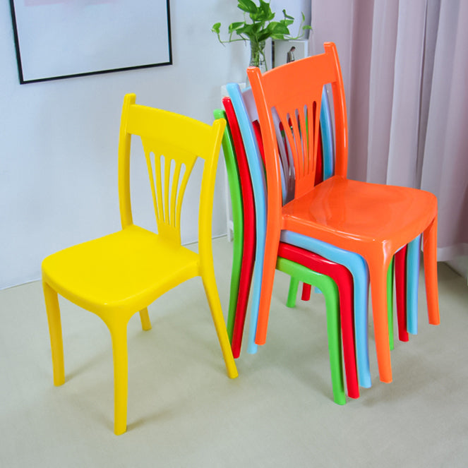 Contemporary Style Plastic Dining Armless Chairs Slat Back Stacking Arm Chair Clearhalo ' kitchen&dining_furn' 'Dining Chairs' 'Dining Tables & Seating' 'dining_chair' 'furn' 'furn_dining_chair' 'Furniture' 'furniture_dining_chair' 'Kitchen & Dining Furniture' 'kitchen' 4129876
