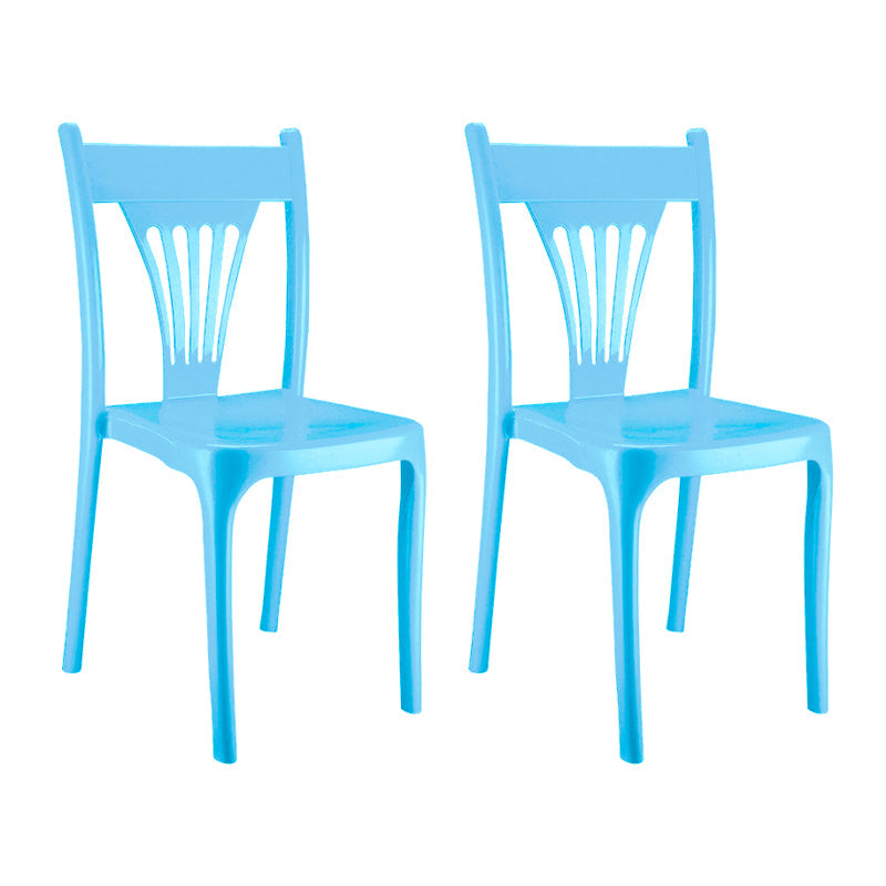 Contemporary Style Plastic Dining Armless Chairs Slat Back Stacking Arm Chair Blue 2 Piece Set Clearhalo ' kitchen&dining_furn' 'Dining Chairs' 'Dining Tables & Seating' 'dining_chair' 'furn' 'furn_dining_chair' 'Furniture' 'furniture_dining_chair' 'Kitchen & Dining Furniture' 'kitchen' 4129879