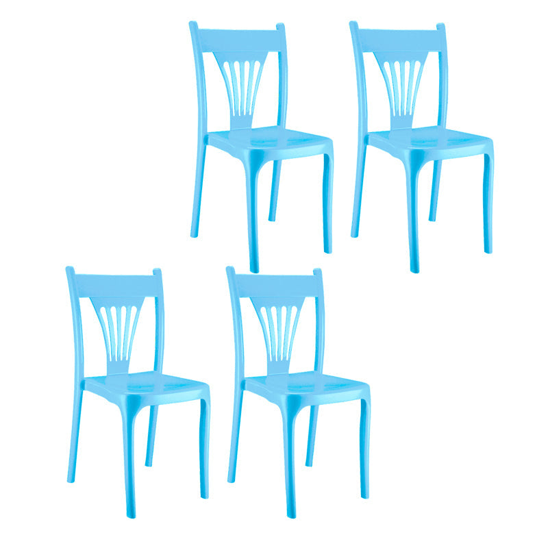 Contemporary Style Plastic Dining Armless Chairs Slat Back Stacking Arm Chair Blue 4 Piece Set Clearhalo ' kitchen&dining_furn' 'Dining Chairs' 'Dining Tables & Seating' 'dining_chair' 'furn' 'furn_dining_chair' 'Furniture' 'furniture_dining_chair' 'Kitchen & Dining Furniture' 'kitchen' 4129881