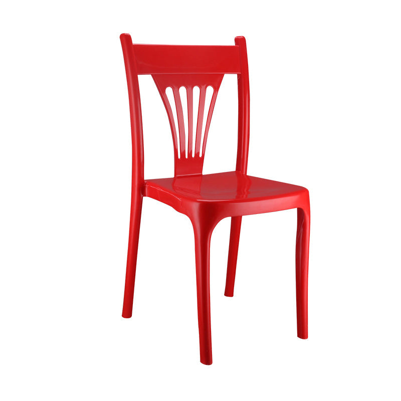 Contemporary Style Plastic Dining Armless Chairs Slat Back Stacking Arm Chair Red 1 Piece Clearhalo ' kitchen&dining_furn' 'Dining Chairs' 'Dining Tables & Seating' 'dining_chair' 'furn' 'furn_dining_chair' 'Furniture' 'furniture_dining_chair' 'Kitchen & Dining Furniture' 'kitchen' 4129882