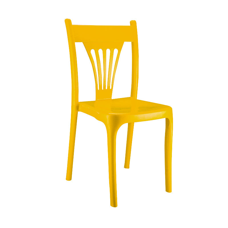 Contemporary Style Plastic Dining Armless Chairs Slat Back Stacking Arm Chair Yellow 1 Piece Clearhalo ' kitchen&dining_furn' 'Dining Chairs' 'Dining Tables & Seating' 'dining_chair' 'furn' 'furn_dining_chair' 'Furniture' 'furniture_dining_chair' 'Kitchen & Dining Furniture' 'kitchen' 4129888