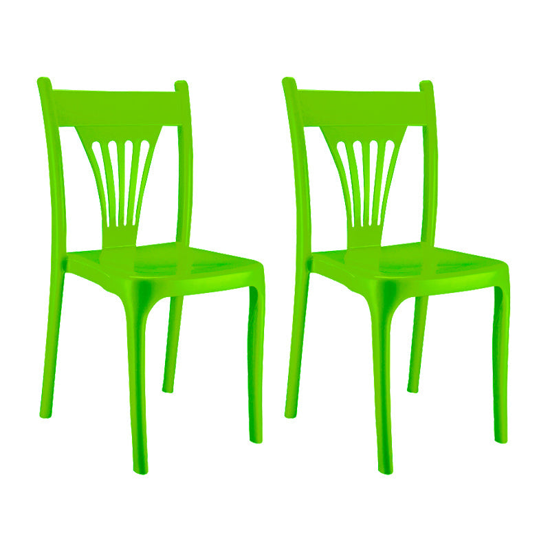 Contemporary Style Plastic Dining Armless Chairs Slat Back Stacking Arm Chair Green 2 Piece Set Clearhalo ' kitchen&dining_furn' 'Dining Chairs' 'Dining Tables & Seating' 'dining_chair' 'furn' 'furn_dining_chair' 'Furniture' 'furniture_dining_chair' 'Kitchen & Dining Furniture' 'kitchen' 4129893