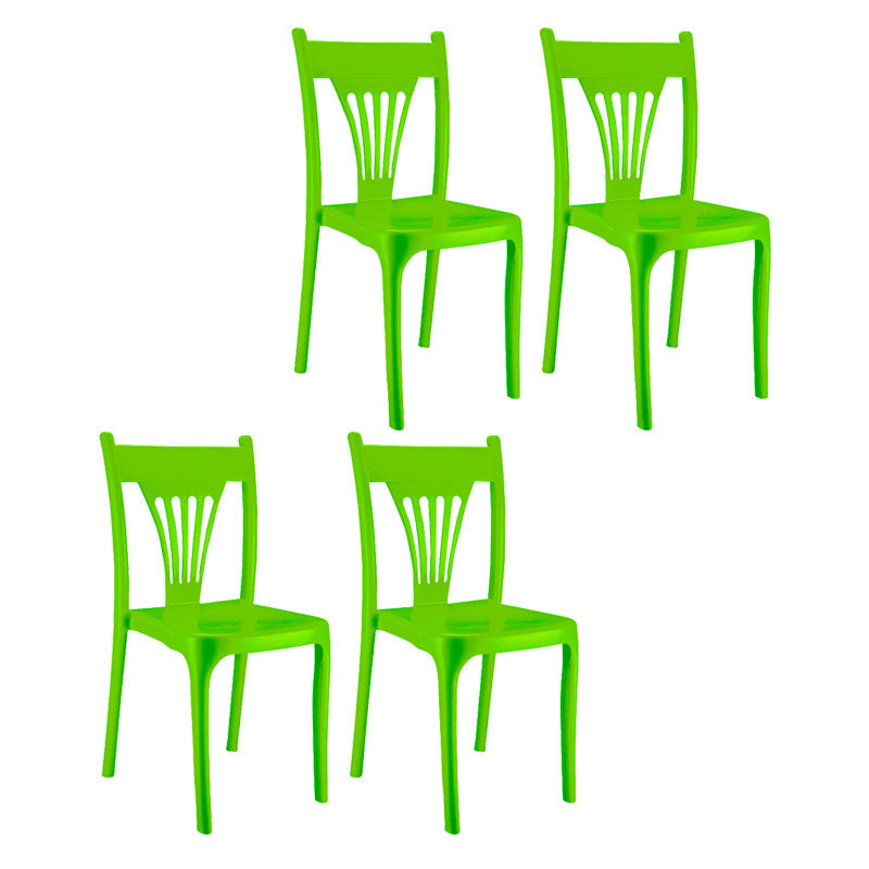 Contemporary Style Plastic Dining Armless Chairs Slat Back Stacking Arm Chair Green 4 Piece Set Clearhalo ' kitchen&dining_furn' 'Dining Chairs' 'Dining Tables & Seating' 'dining_chair' 'furn' 'furn_dining_chair' 'Furniture' 'furniture_dining_chair' 'Kitchen & Dining Furniture' 'kitchen' 4129894