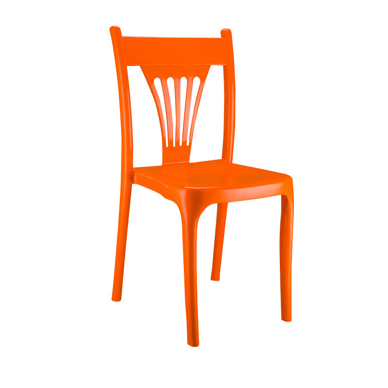 Contemporary Style Plastic Dining Armless Chairs Slat Back Stacking Arm Chair Orange 1 Piece Clearhalo ' kitchen&dining_furn' 'Dining Chairs' 'Dining Tables & Seating' 'dining_chair' 'furn' 'furn_dining_chair' 'Furniture' 'furniture_dining_chair' 'Kitchen & Dining Furniture' 'kitchen' 4129895