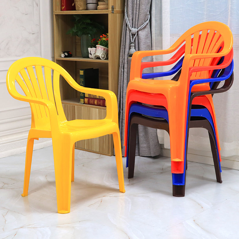Contemporary Style Arm Chair Plastic Slat Back Stacking Dining Side Chair Clearhalo ' kitchen&dining_furn' 'Dining Chairs' 'Dining Tables & Seating' 'dining_chair' 'furn' 'furn_dining_chair' 'Furniture' 'furniture_dining_chair' 'Kitchen & Dining Furniture' 'kitchen' 4129899