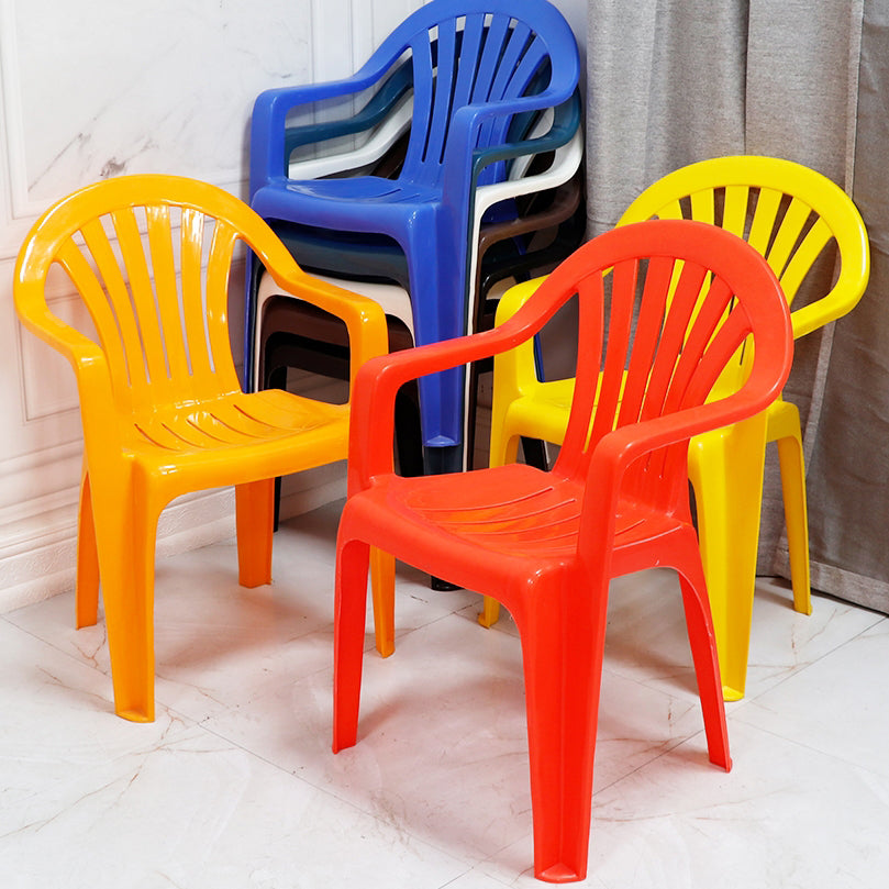 Contemporary Style Arm Chair Plastic Slat Back Stacking Dining Side Chair Clearhalo ' kitchen&dining_furn' 'Dining Chairs' 'Dining Tables & Seating' 'dining_chair' 'furn' 'furn_dining_chair' 'Furniture' 'furniture_dining_chair' 'Kitchen & Dining Furniture' 'kitchen' 4129901