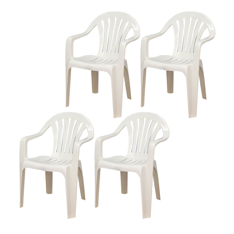 Contemporary Style Arm Chair Plastic Slat Back Stacking Dining Side Chair White 4 Piece Set Clearhalo ' kitchen&dining_furn' 'Dining Chairs' 'Dining Tables & Seating' 'dining_chair' 'furn' 'furn_dining_chair' 'Furniture' 'furniture_dining_chair' 'Kitchen & Dining Furniture' 'kitchen' 4129902