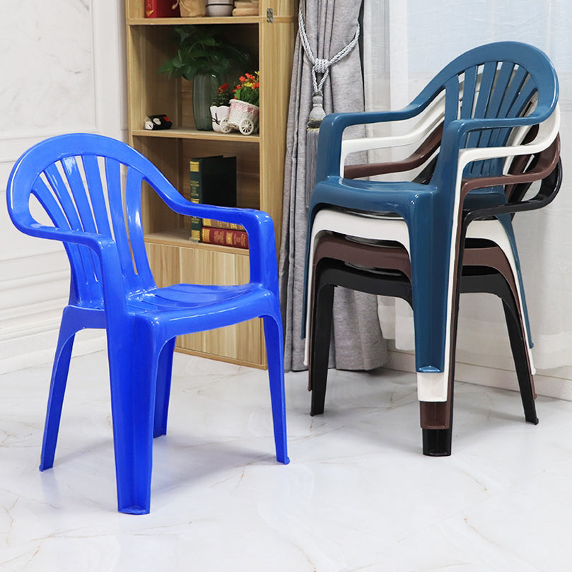 Contemporary Style Arm Chair Plastic Slat Back Stacking Dining Side Chair Clearhalo ' kitchen&dining_furn' 'Dining Chairs' 'Dining Tables & Seating' 'dining_chair' 'furn' 'furn_dining_chair' 'Furniture' 'furniture_dining_chair' 'Kitchen & Dining Furniture' 'kitchen' 4129903