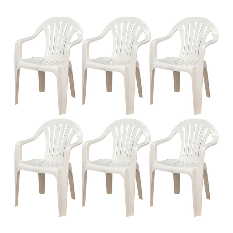 Contemporary Style Arm Chair Plastic Slat Back Stacking Dining Side Chair White 6 Piece Set Clearhalo ' kitchen&dining_furn' 'Dining Chairs' 'Dining Tables & Seating' 'dining_chair' 'furn' 'furn_dining_chair' 'Furniture' 'furniture_dining_chair' 'Kitchen & Dining Furniture' 'kitchen' 4129904