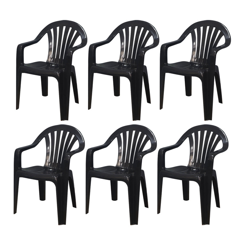 Contemporary Style Arm Chair Plastic Slat Back Stacking Dining Side Chair Black 6 Piece Set Clearhalo ' kitchen&dining_furn' 'Dining Chairs' 'Dining Tables & Seating' 'dining_chair' 'furn' 'furn_dining_chair' 'Furniture' 'furniture_dining_chair' 'Kitchen & Dining Furniture' 'kitchen' 4129910