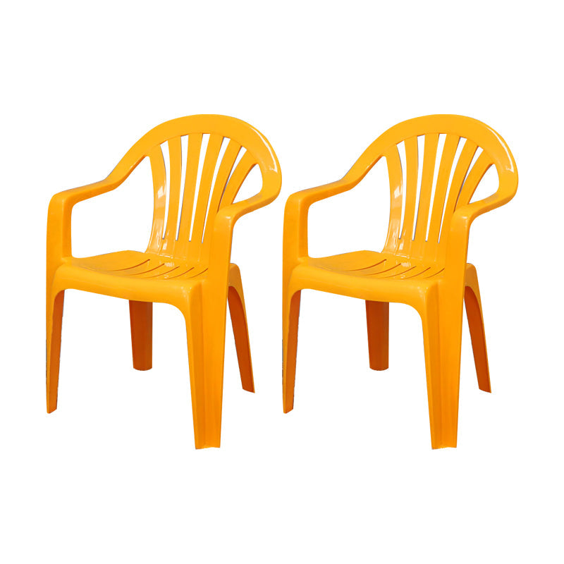 Contemporary Style Arm Chair Plastic Slat Back Stacking Dining Side Chair Yellow 2 Piece Set Clearhalo ' kitchen&dining_furn' 'Dining Chairs' 'Dining Tables & Seating' 'dining_chair' 'furn' 'furn_dining_chair' 'Furniture' 'furniture_dining_chair' 'Kitchen & Dining Furniture' 'kitchen' 4129916