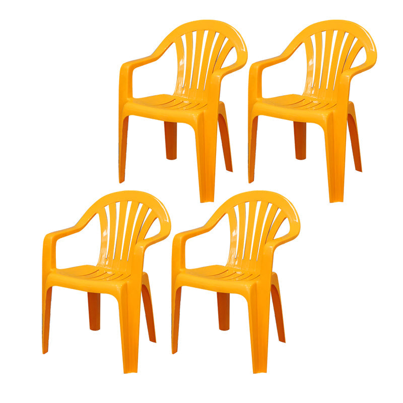 Contemporary Style Arm Chair Plastic Slat Back Stacking Dining Side Chair Yellow 4 Piece Set Clearhalo ' kitchen&dining_furn' 'Dining Chairs' 'Dining Tables & Seating' 'dining_chair' 'furn' 'furn_dining_chair' 'Furniture' 'furniture_dining_chair' 'Kitchen & Dining Furniture' 'kitchen' 4129917