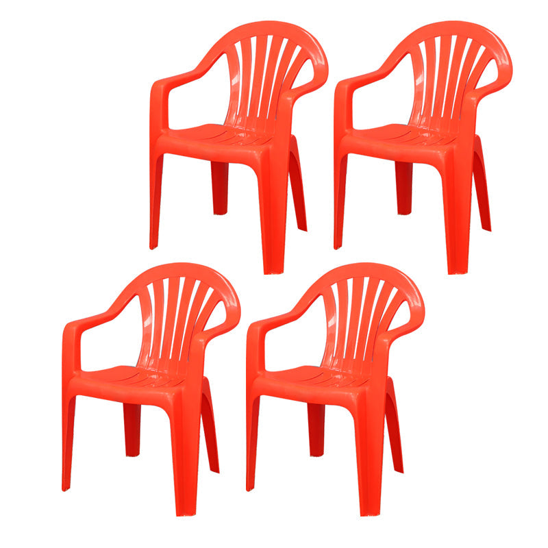 Contemporary Style Arm Chair Plastic Slat Back Stacking Dining Side Chair Orange 4 Piece Set Clearhalo ' kitchen&dining_furn' 'Dining Chairs' 'Dining Tables & Seating' 'dining_chair' 'furn' 'furn_dining_chair' 'Furniture' 'furniture_dining_chair' 'Kitchen & Dining Furniture' 'kitchen' 4129920