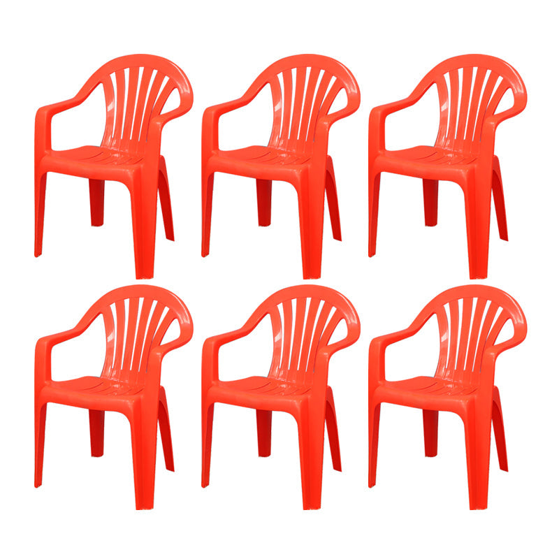 Contemporary Style Arm Chair Plastic Slat Back Stacking Dining Side Chair Orange 6 Piece Set Clearhalo ' kitchen&dining_furn' 'Dining Chairs' 'Dining Tables & Seating' 'dining_chair' 'furn' 'furn_dining_chair' 'Furniture' 'furniture_dining_chair' 'Kitchen & Dining Furniture' 'kitchen' 4129921