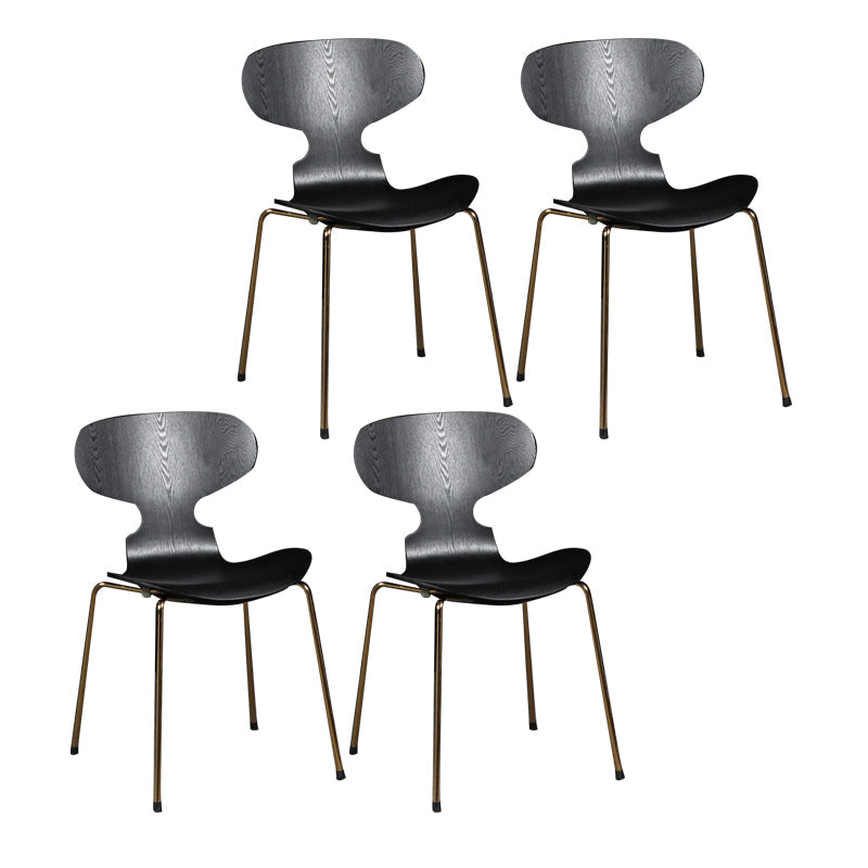 Scandinavian Wood Dining Chair Matte Finish Wingback Dining Chair (Set of 4) Black-Gold Clearhalo ' kitchen&dining_furn' 'Dining Chairs' 'Dining Tables & Seating' 'dining_chair' 'furn' 'furn_dining_chair' 'Furniture' 'furniture_dining_chair' 'Kitchen & Dining Furniture' 'kitchen' 4129931